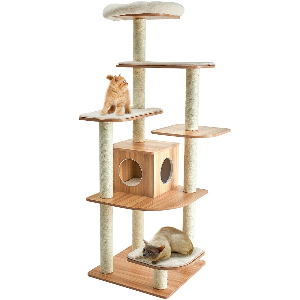 69" Modern Cat Tree Multi-layer Kitten Activity Tower w/ Removable Soft Mat