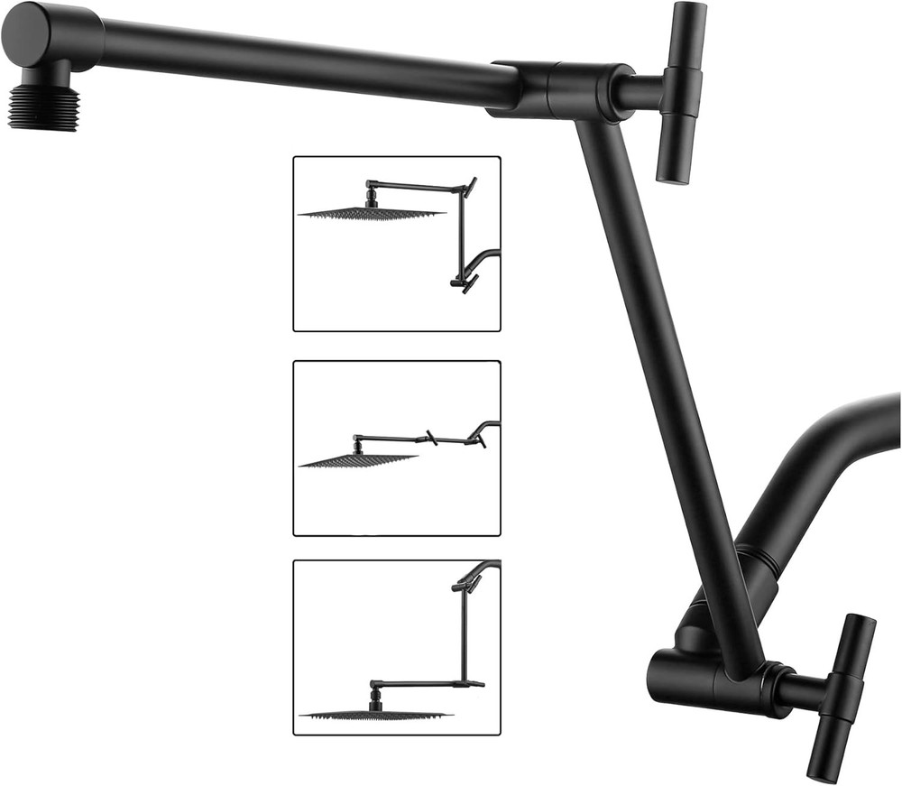 Matte Bla Shower Head Extens - 13'' Adjustable Arm for Rain &