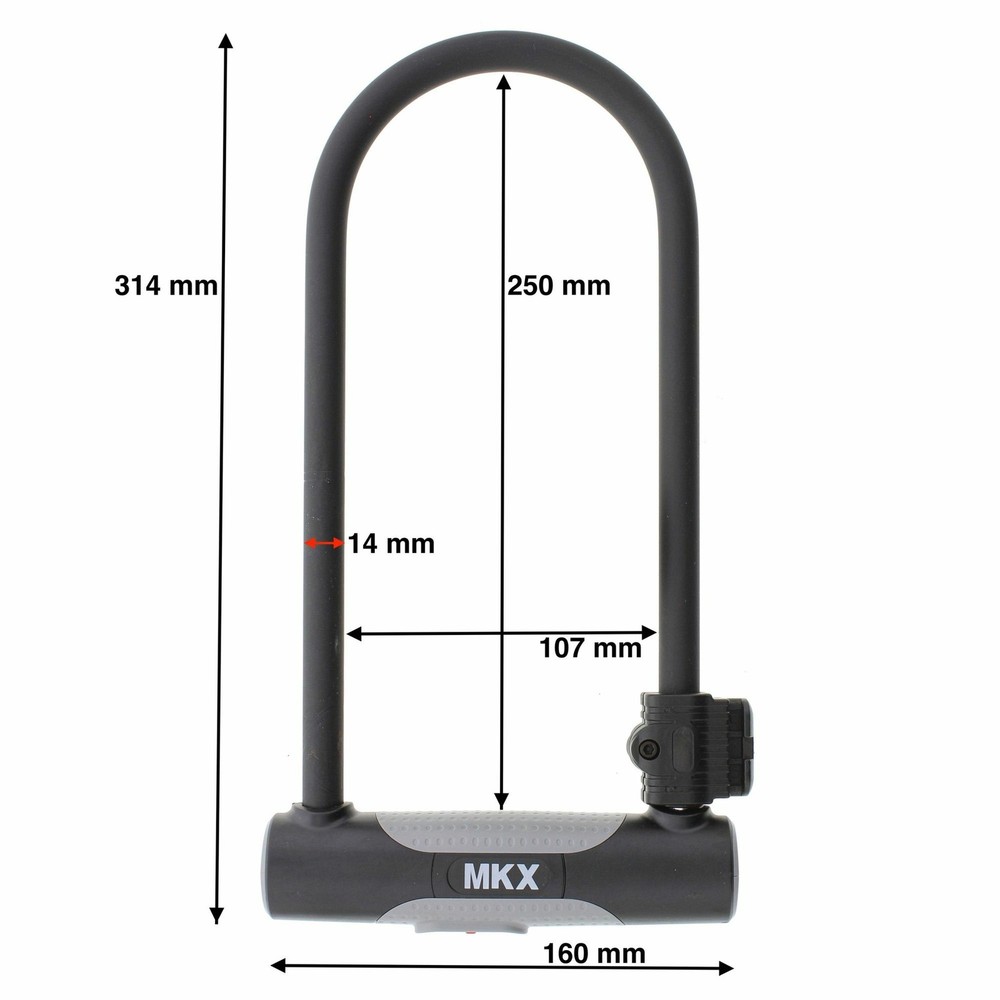 MKX-Lock U-Lock 160x314mm Black