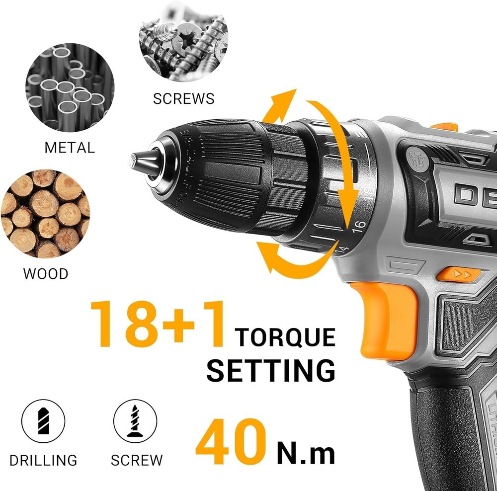 Compact 20V Electric Drill with Variable Speeds - Perfect for DIY Projects