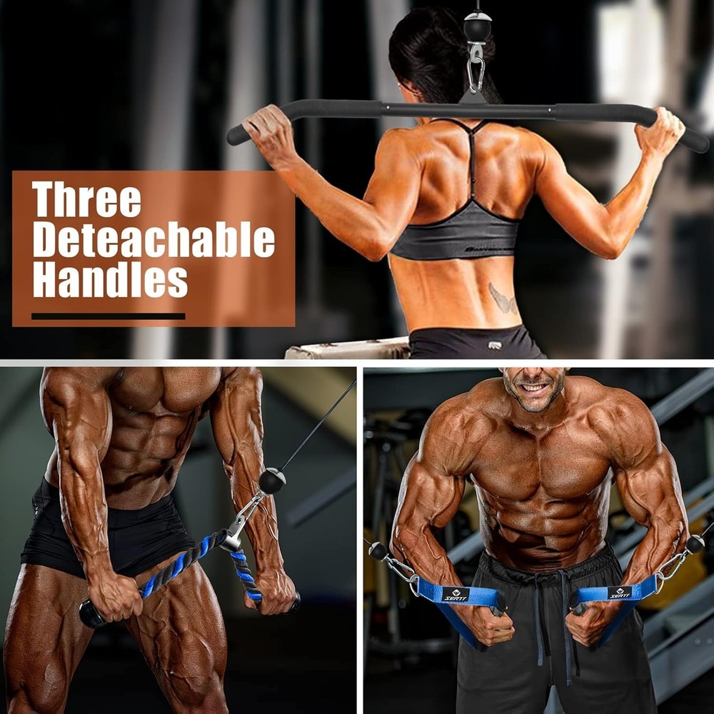 Home Gym Pulley System - Tricep Workout, Lat Pulldown, Biceps Curl, Triceps, ...