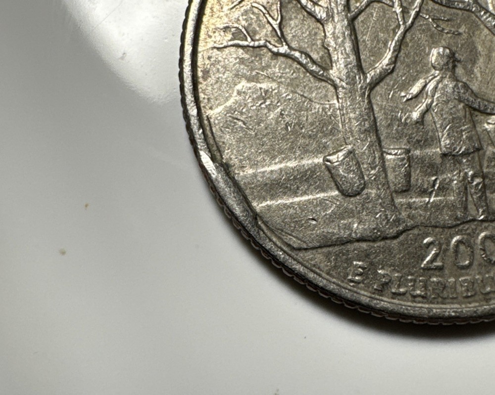 2001-P Vermont State Quarter – Partial Collar Error (Misaligned Collar)