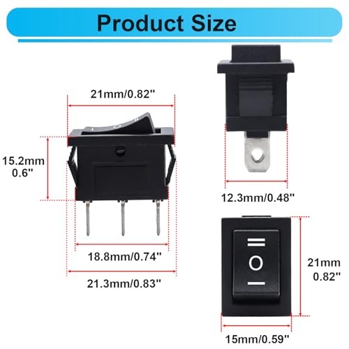 6 Piece 12V Rocker Switch On Off On