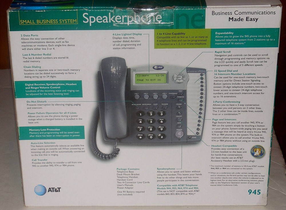 AT&T 945 4-Line Speakerphone with Intercom
