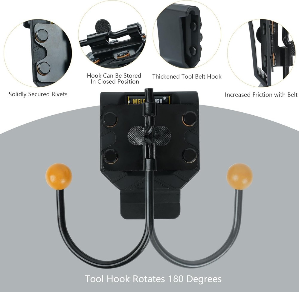 MELOTOUGH Tool Belt Hook,Tool Holster,Drill Holder,Cordless Drill Black