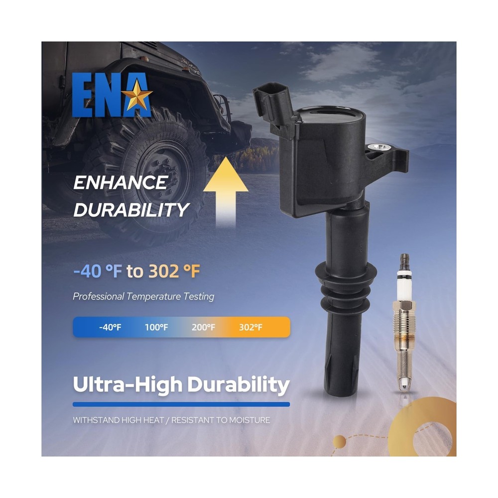 ENA 8 Ignition Coil Pack and Iridium Spark Plug Set 2005-2008 Compatible with...