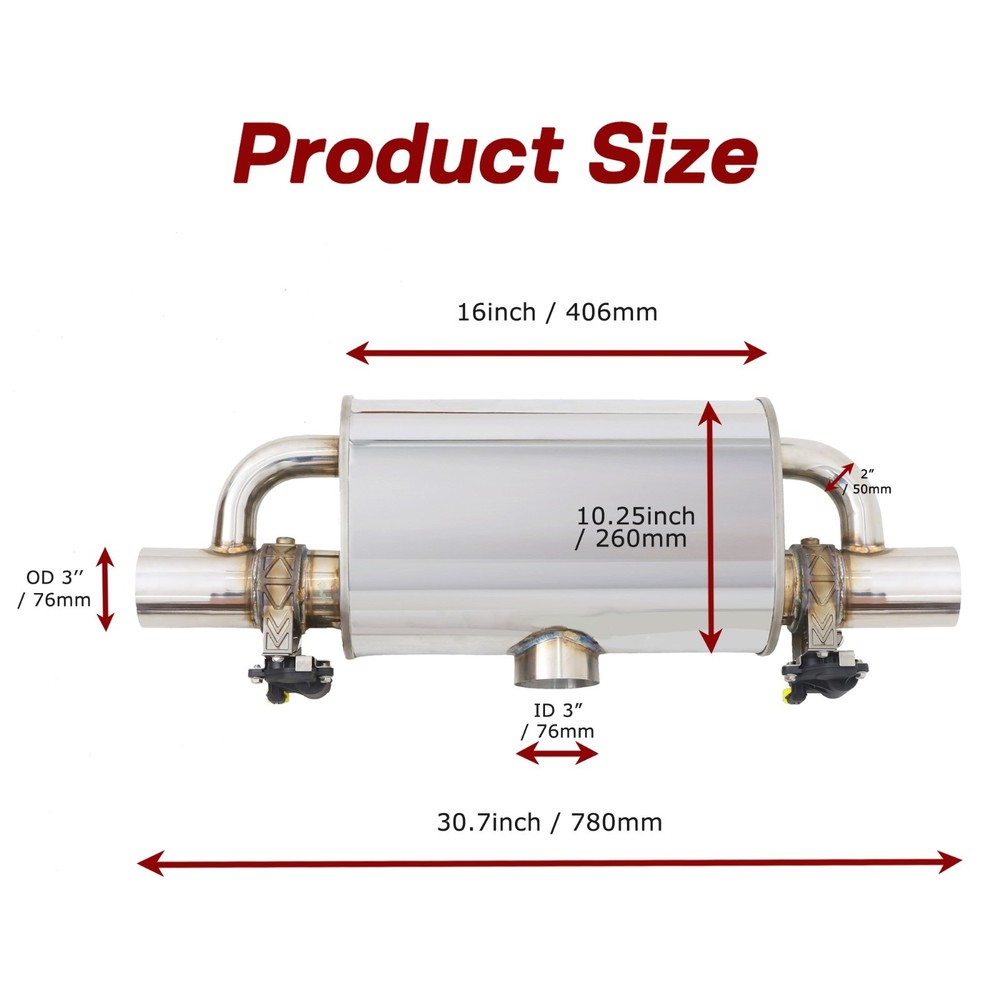 Universal Performance Muffler Valve Dual with Remote Control 3 inch, T Style