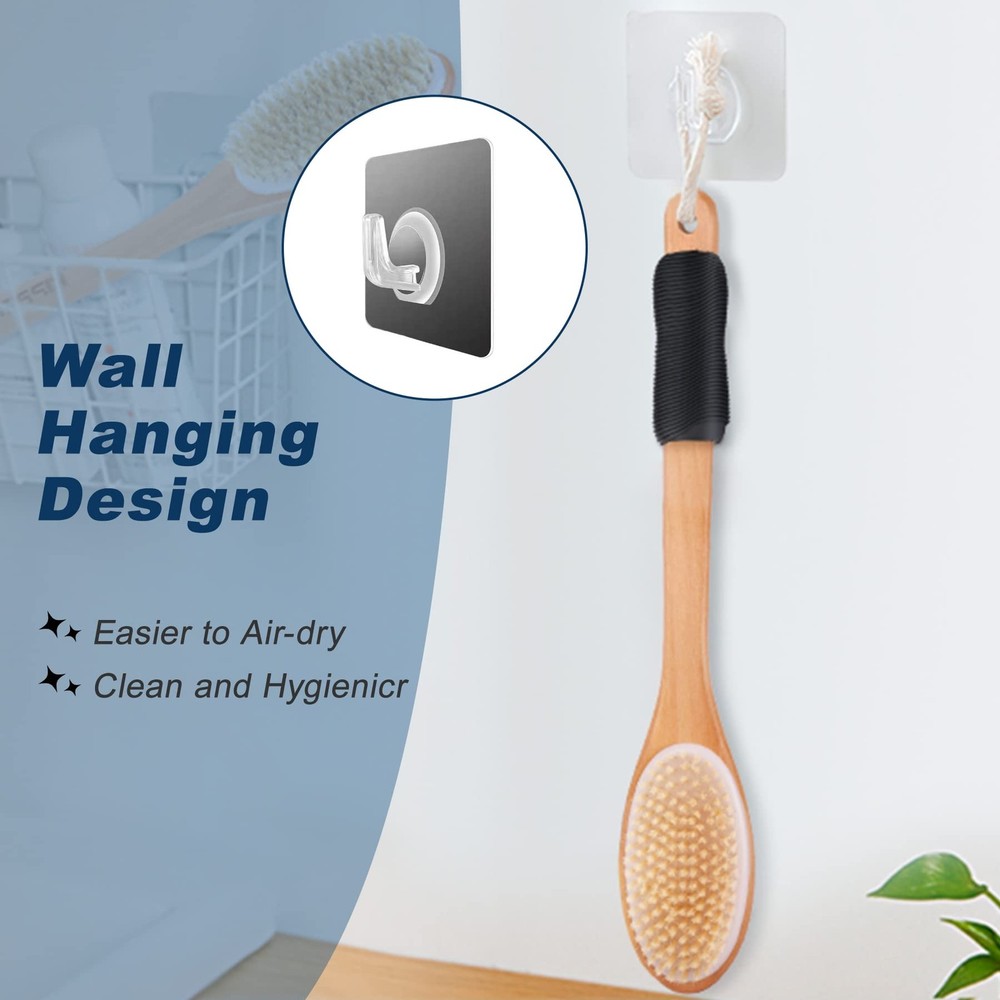 Ergonomically Back Scrubber for Shower - Double-Sided Back Brush Long Handle