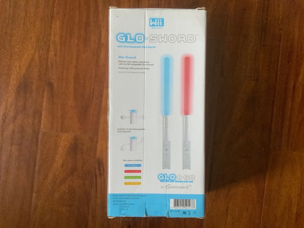 Wii Glo Sword 2 Pack Blue & Red with Interchangeable Hand Guards