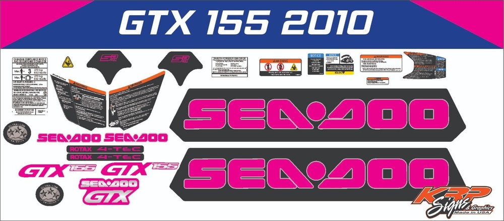 SEADOO GTX 155 2010 Graphics / Decal / Sticker Kit CUSTOM PINK