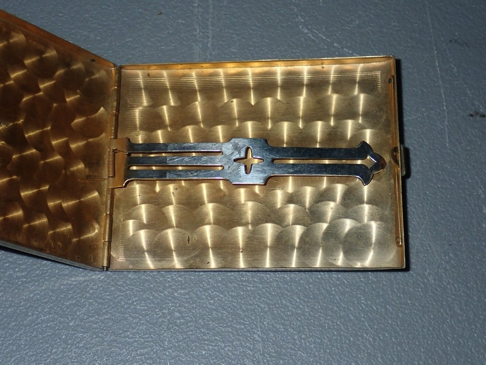 Art Deco Metal Cigarette Case, 1943, Inscribed