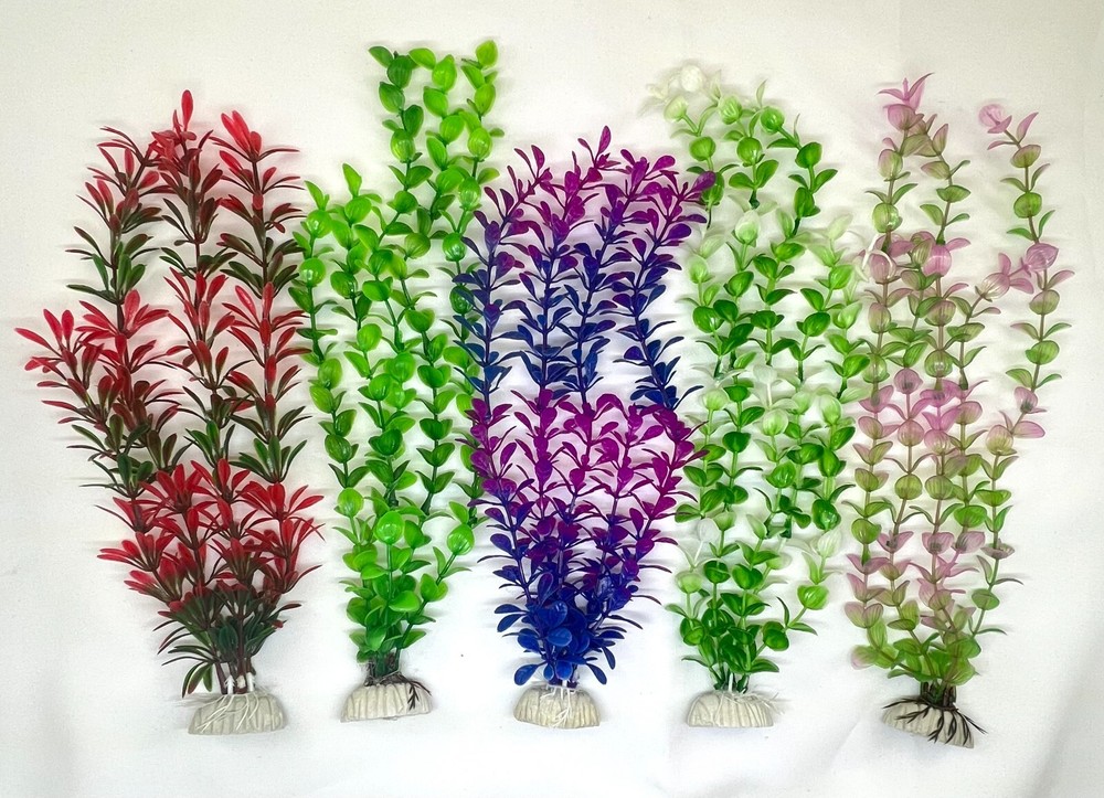 24 Pack Aquarium Artificial Plants - Various Sizes