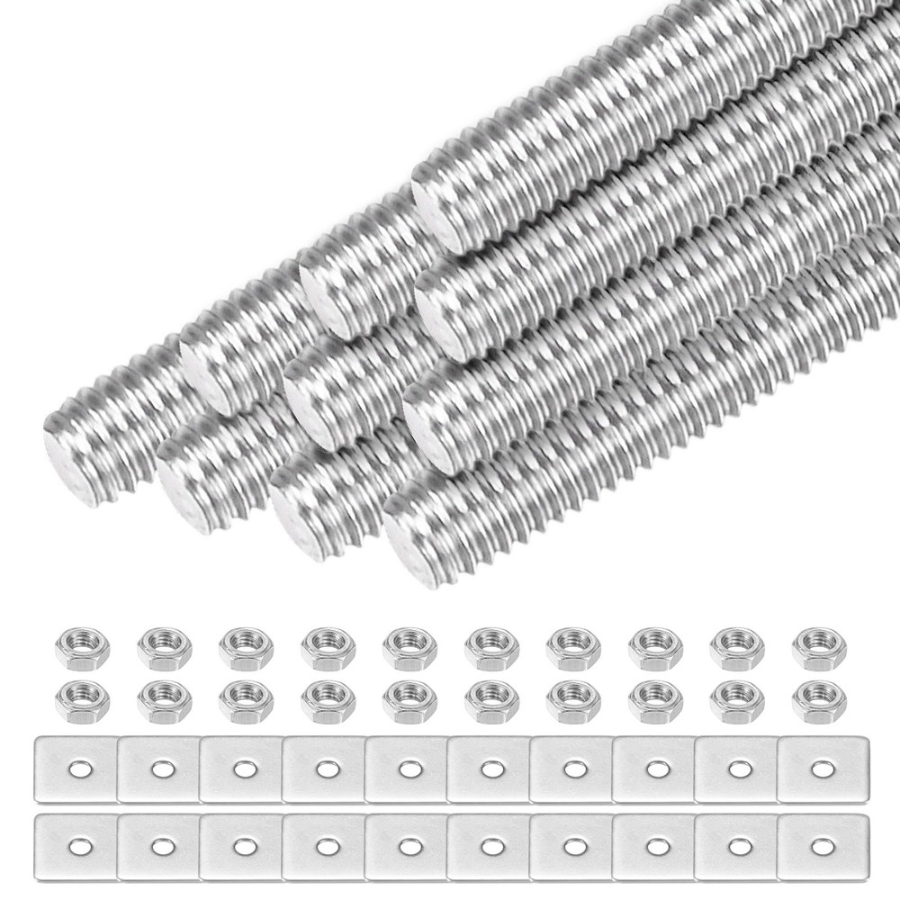 10-Set Fully Threaded Rod, M3x20mm Right Hand Thread Bar Studs with Nuts