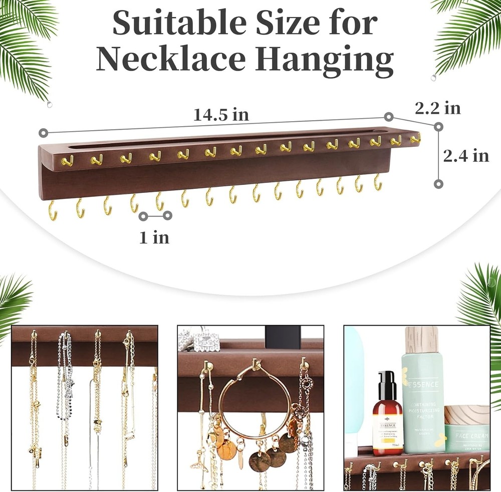 Modern 30-Hook Wall Mounted Necklace Holder - Elegant Jewelry Storage Solution