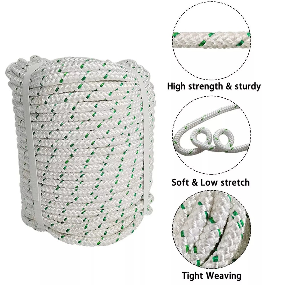 1544Lbs Breaking Strength Double Braid Polyester Rope Bull Rope 3/8" × 100'