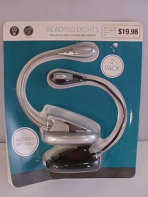 WithIt Reading Lights Two-LED Clip Lights for Books & E-Readers Black & Silver
