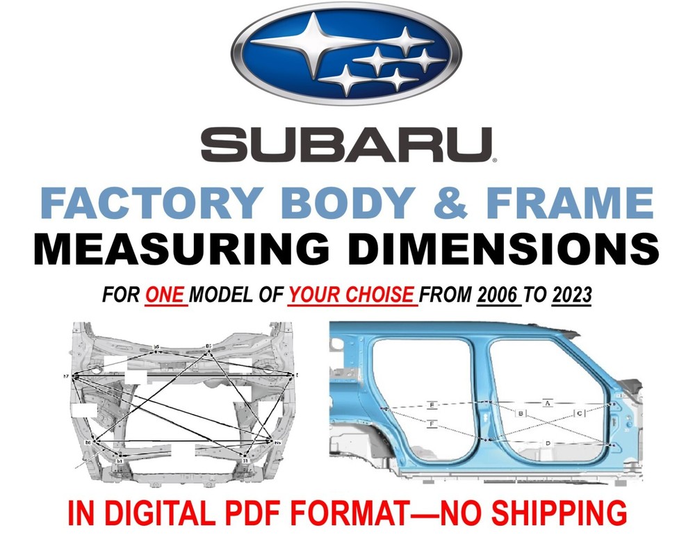 SUBARU AUTO BODY TOOLS CAR FRAME REPAIR MEASURING DIMENSION MANUAL 2006-2023