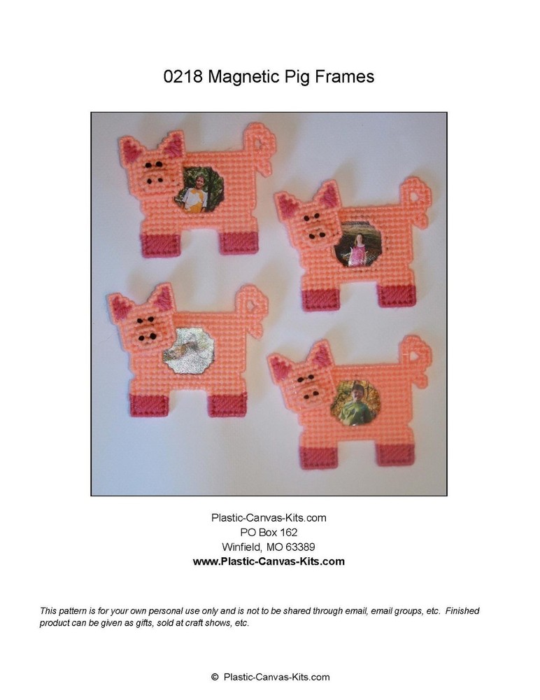 Pig Magnetic Picture Frames- Plastic Canvas Pattern or Kit