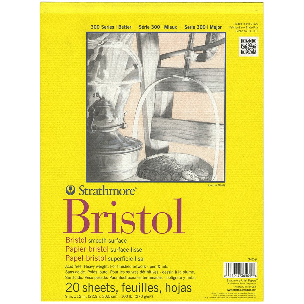 Strathmore Bristol Smooth Paper Pad 9"X12"-20 Sheets - 2 Pack