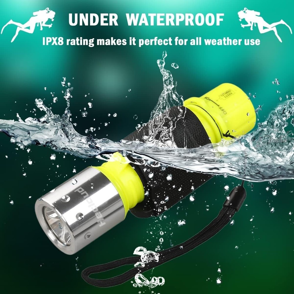 Diving Flashlight with Rechargeable Power Scuba Dive Light Waterproof Underwa...