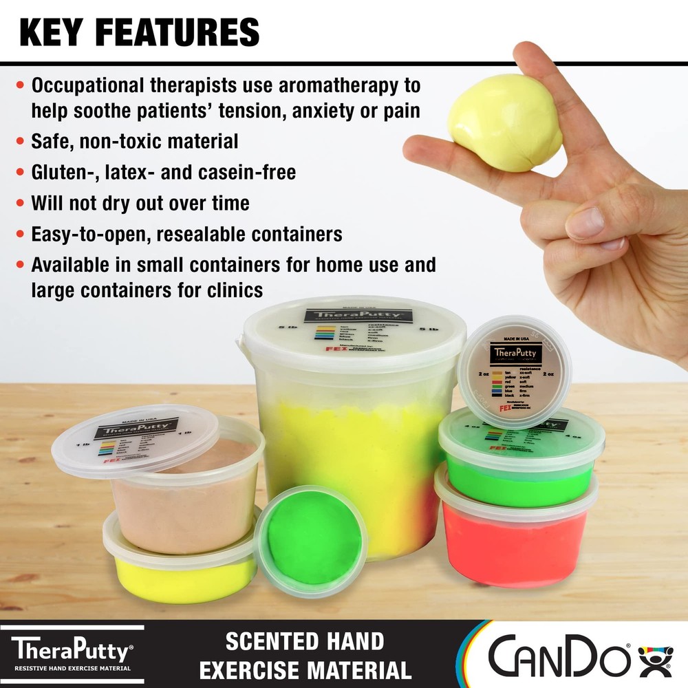 Cando Scented Apple Hand Exercise Putty 1Lb Medium Resistance Therapeutic Tool