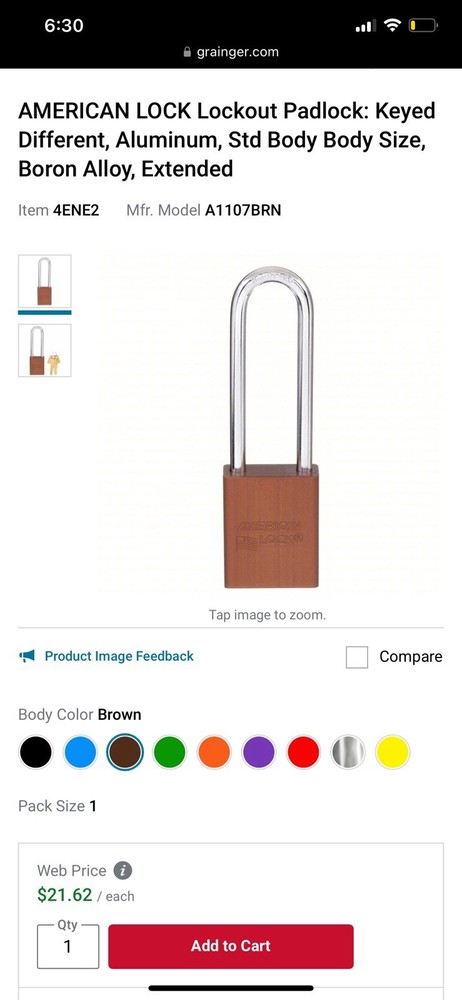American Padlocks Series 1107BRN