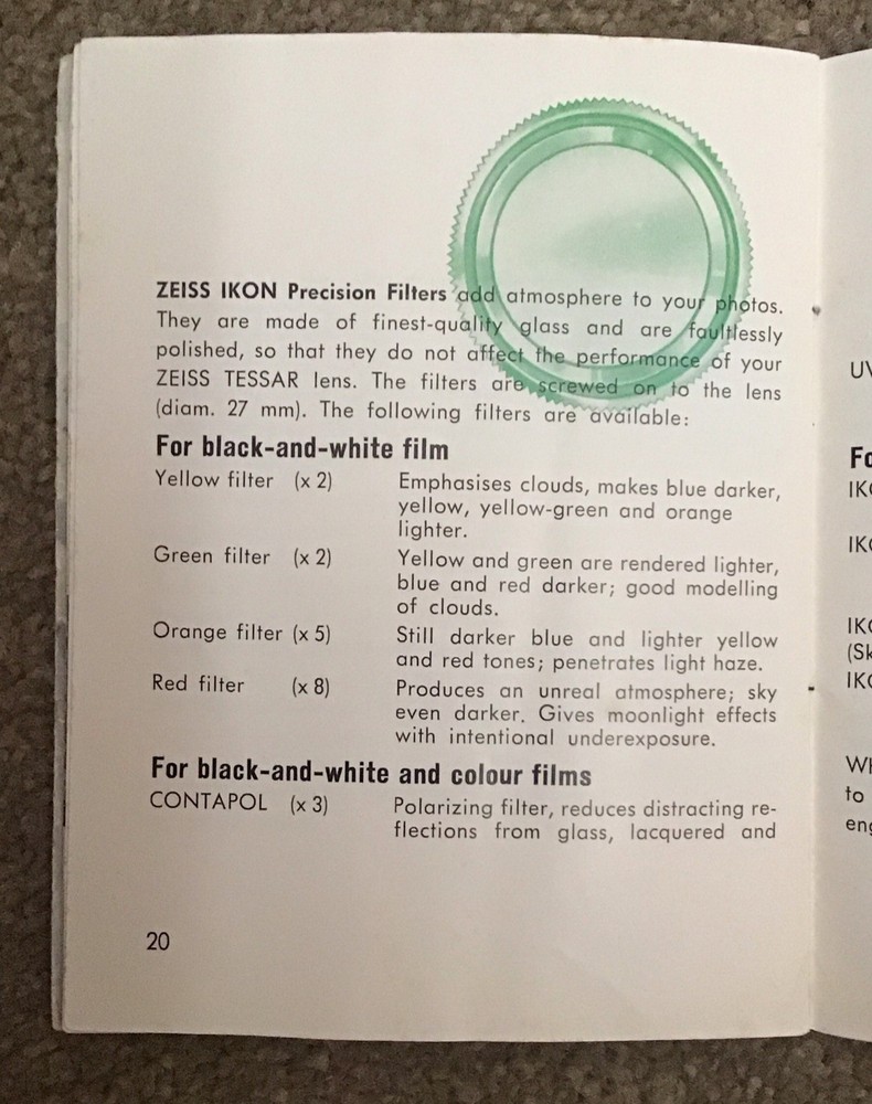 Zeiss Ikon Contessa Matic E Instruction Manual