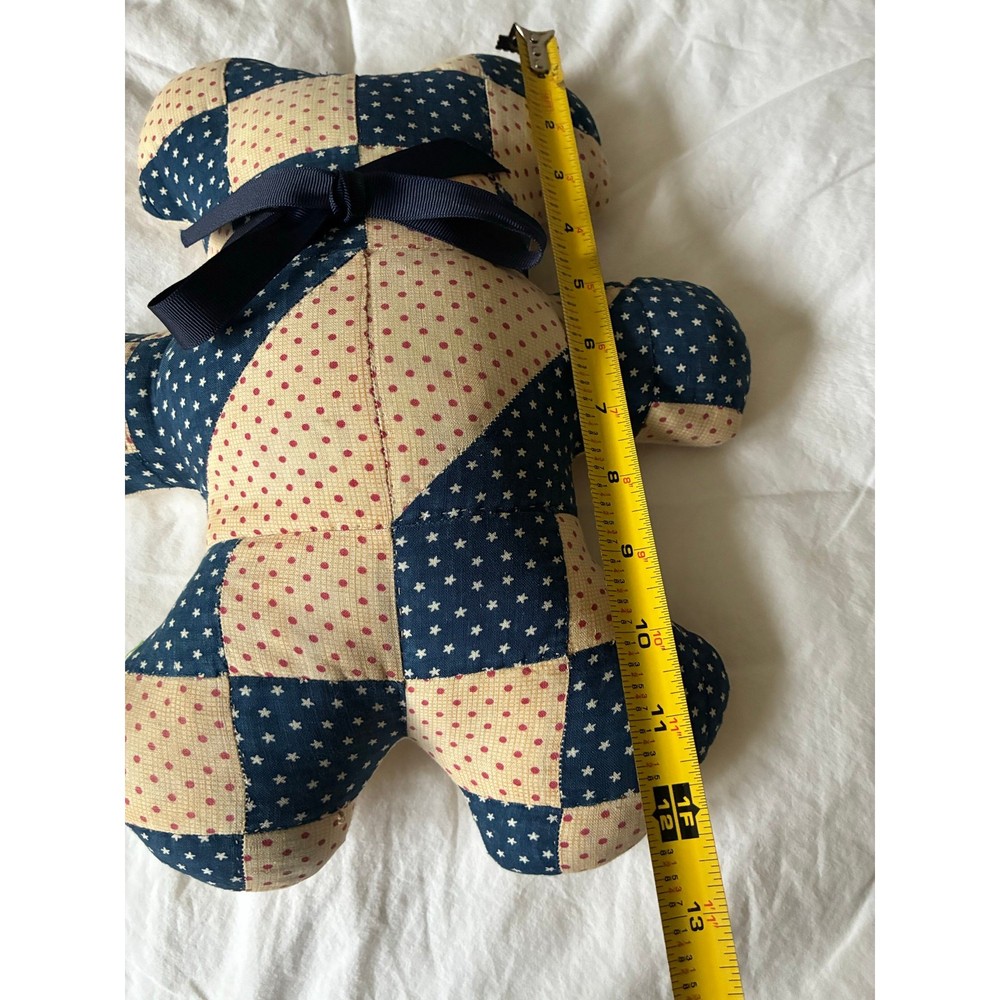 Vintage Handmade Patchwork Quilt 12” Teddy Bear