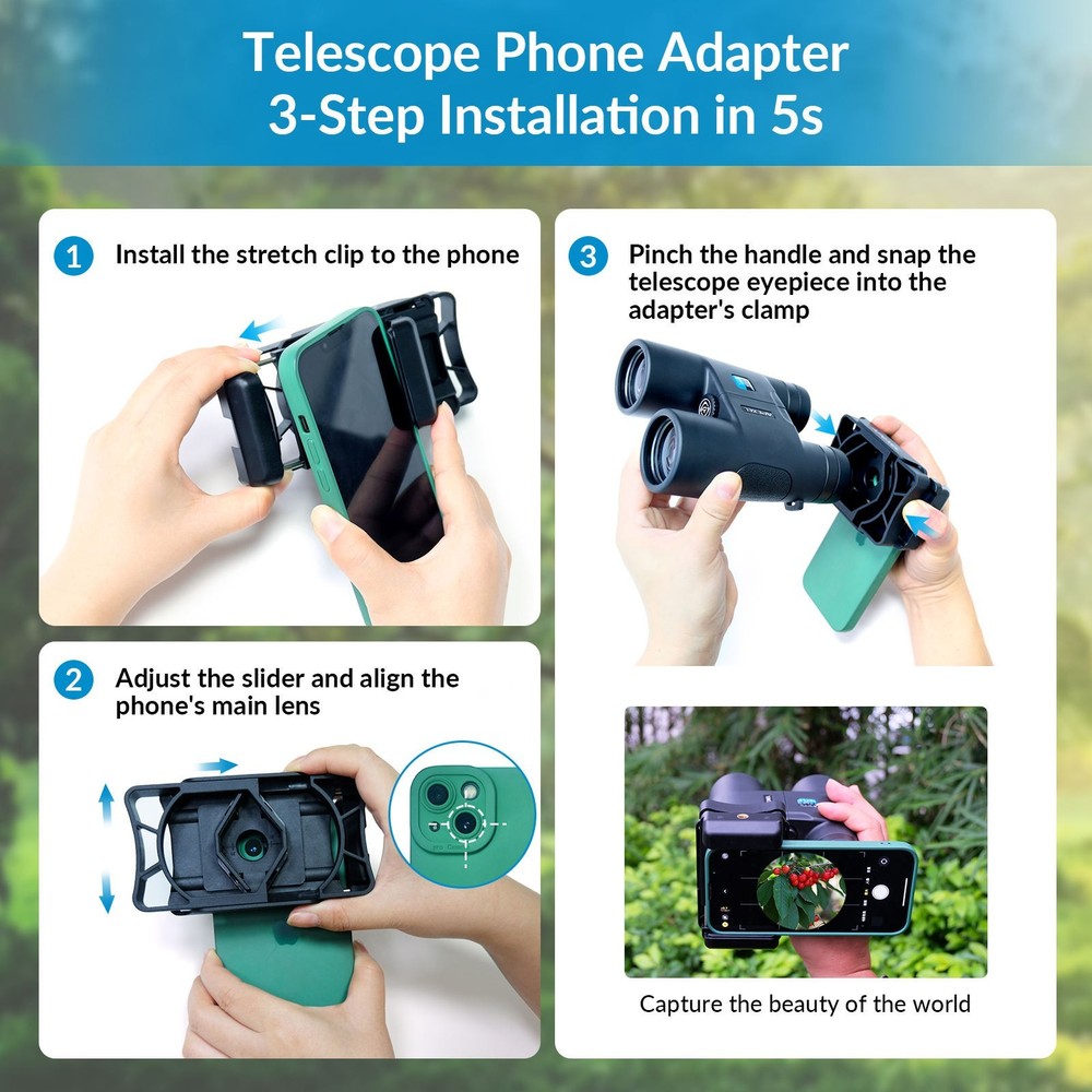 Cell Phone Telescope Adapter – Universal Phone Holder for Scope & Binocular
