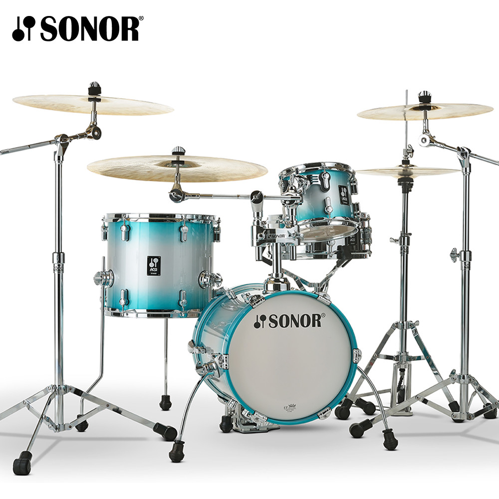 Sonor AQ2 MARTINI Maple 4 Piece Drum Set Shell Pack - Aqua Silverburst Lacquer