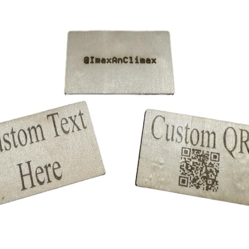 Custom Engraved 3"x2" Basswood Display- Personalized Text & QR Code