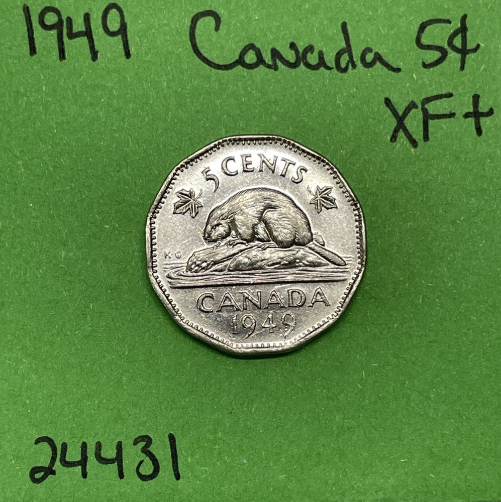 1949 Canada 🇨🇦 5 Cents Xf Extra Fine