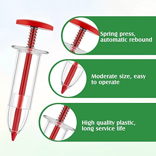6 Pcs Mini Sowing Seed Dispenser Sower with 2 Transplanting Tools Hand Red
