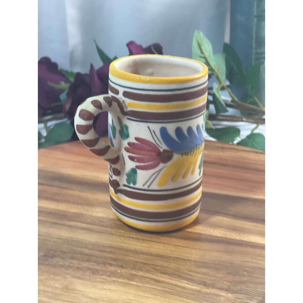 Unique Signed Artisan Hand-Painted Ceramic Mug | 5" Tall