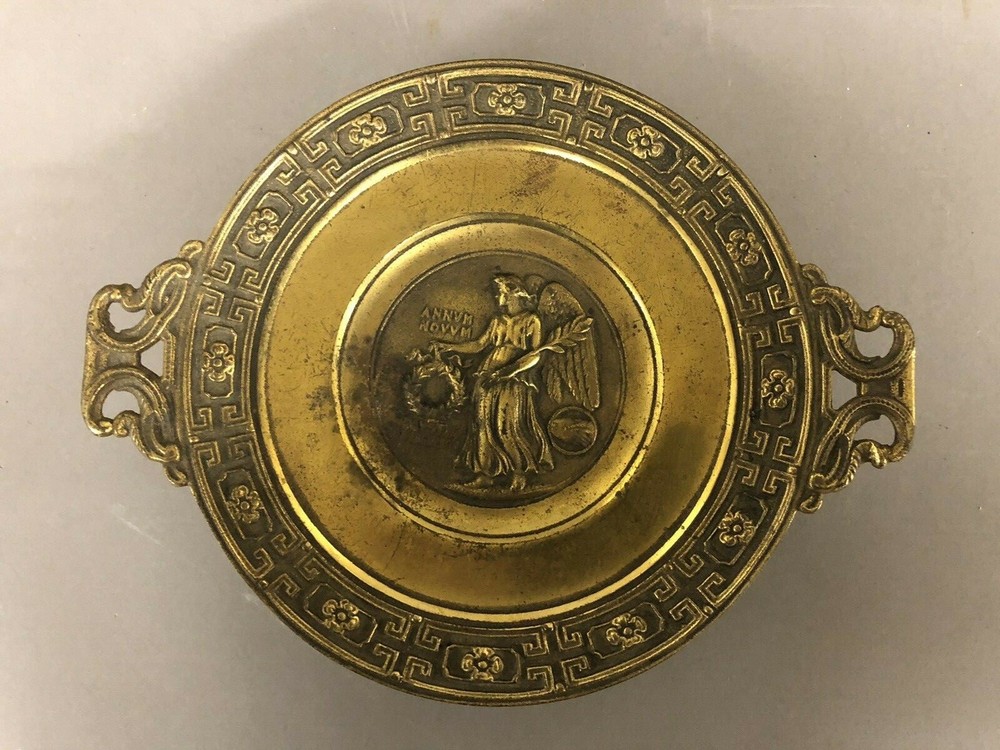 Signed Bradley & Hubbard # 4132 Cast Brass & Iron Footed Compote 3” X 9”