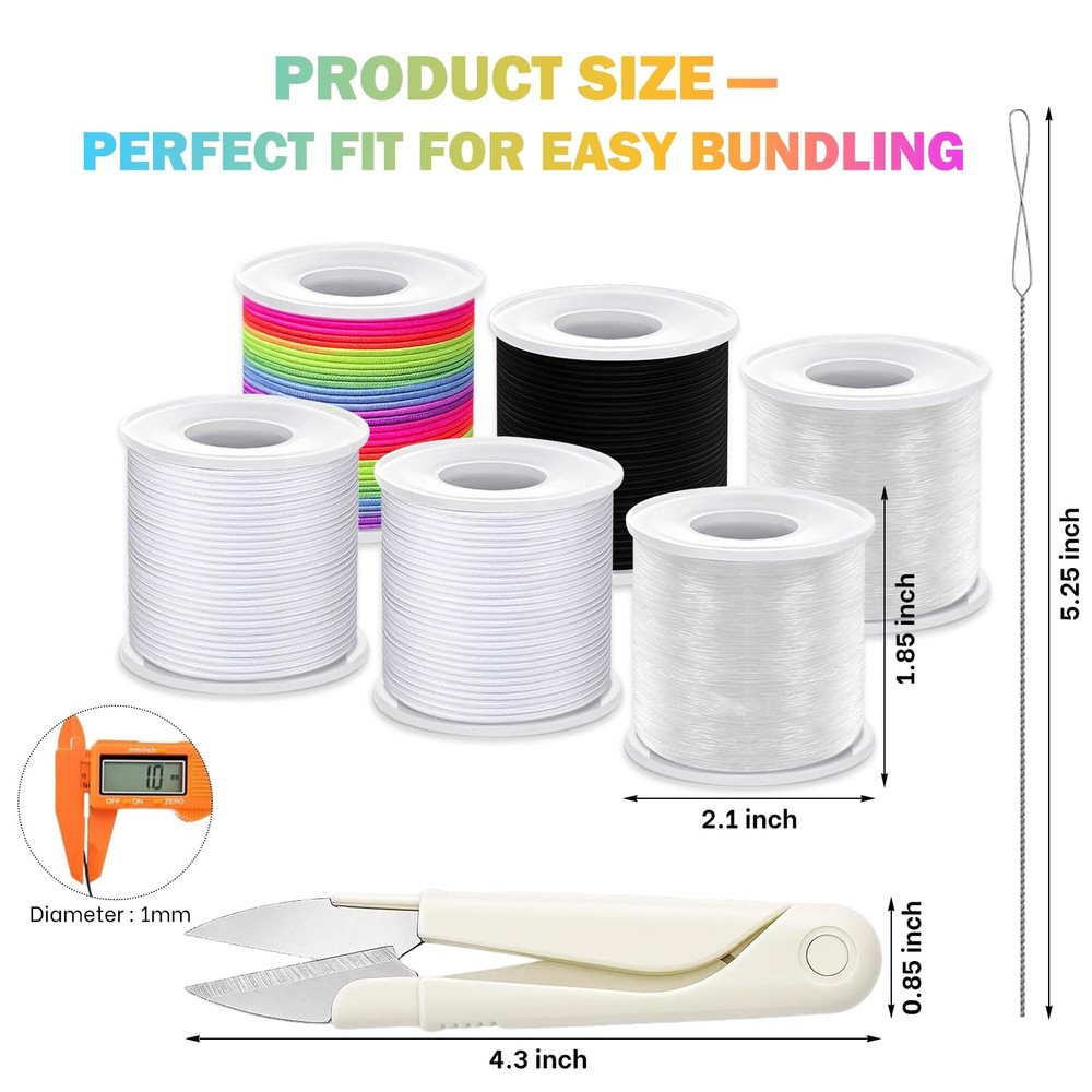 8pcs Elastic String Bracelet Making Kit, Stretchy Bracelet String (786 ft Tot...