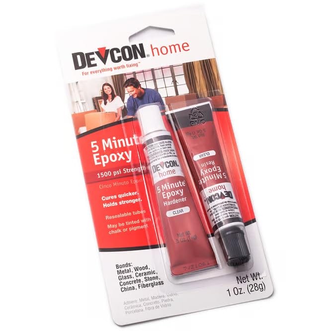 Devcon S205 5-Minute Epoxy Glue, 1 oz. Pack of 1, Clear