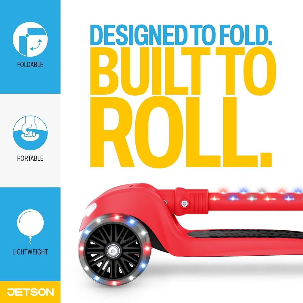 Jupiter Mini 3-Wheel Light-Up Kick Scooter - Adjustable & Foldable for Ages 3+
