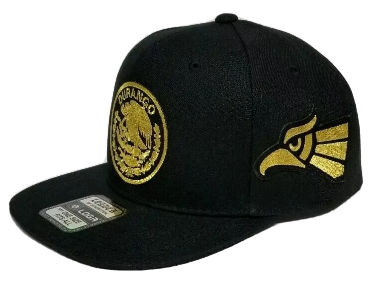 DURANGO  MEXICO HAT BLACK 3LOGOS  SNAP BACK ADJUSTABL NEW