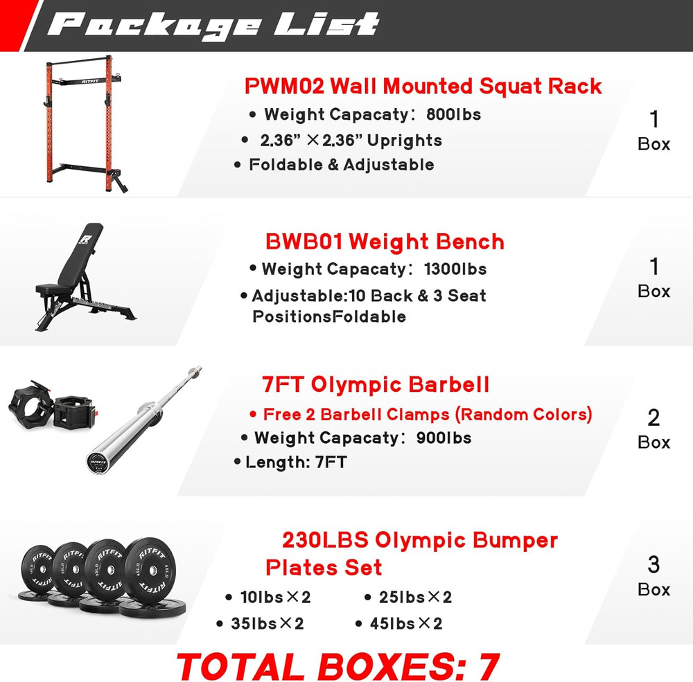 Space-Saving Wall-Mounted Folding Squat Rack with Attachments for Home Gym