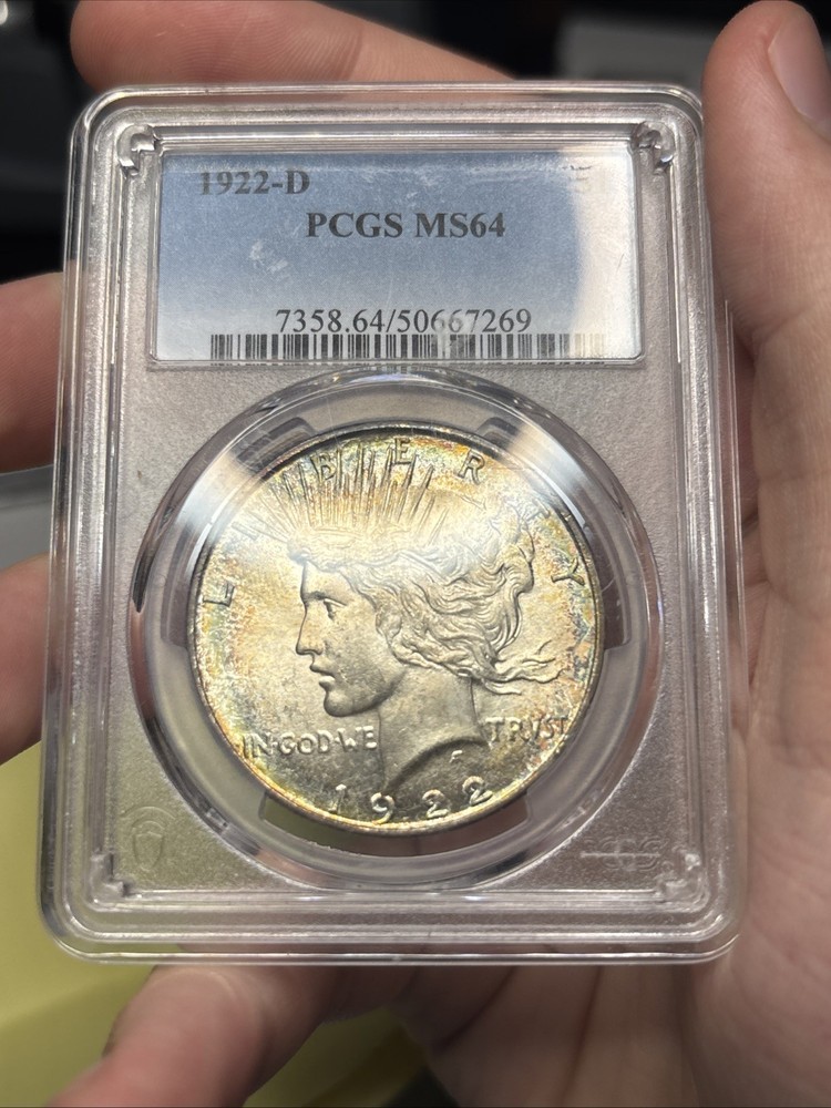 Dual Sided Toned 1922-D PCGS MS64 Peace Dollar