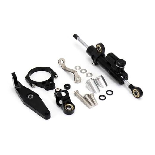 Adjustable Steering Damper Stabilizer with Mount Bracket Compatible with Black