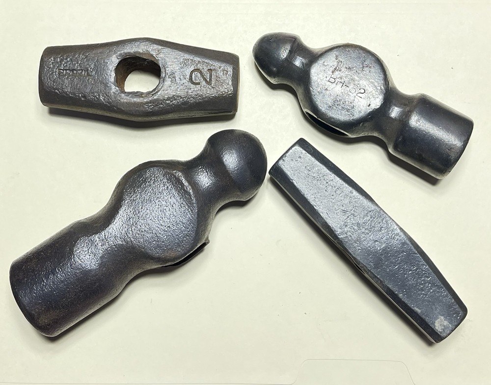 4 Vintage Blacksmith Hammer Heads Used
