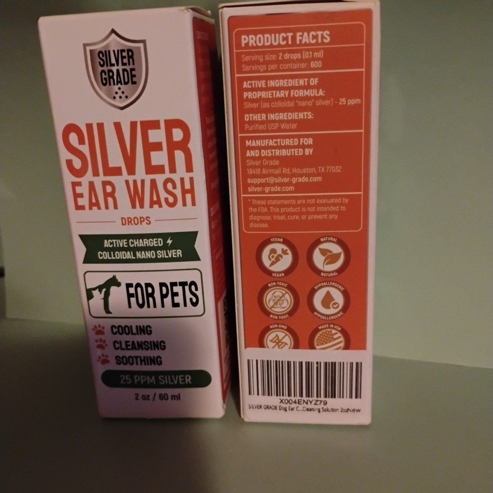 2X-Silver Grade, Silver Ear Wash For Pets 2oz