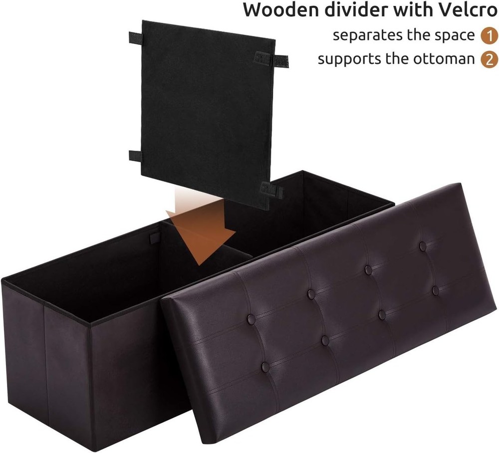 Rectangular Faux Leather Ottoman with Spacious Storage Chest for Toys & Blankets