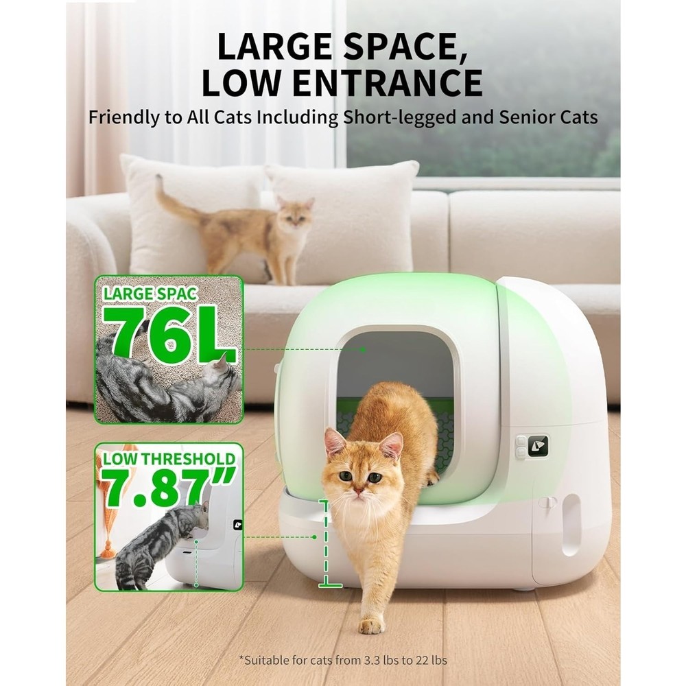 PuraMax 2 Automatic Self-Cleaning Cat Litter Box, App Control Automatic Litter B