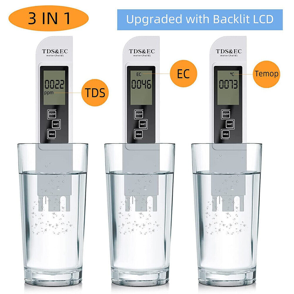 2pc TDS Meter Digital Tester Water Quality Testing Kits Drinking Water 0-9990ppm