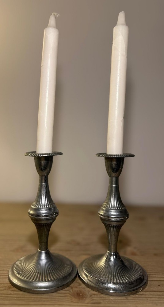 x2 Vintage Ian Heath Silver Plated Candlestick Holders