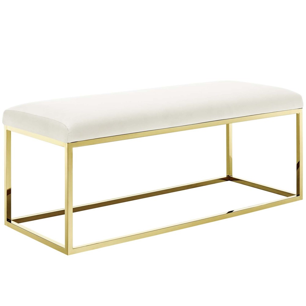 Modway Anticipate Fabric Bench in Gold Ivory