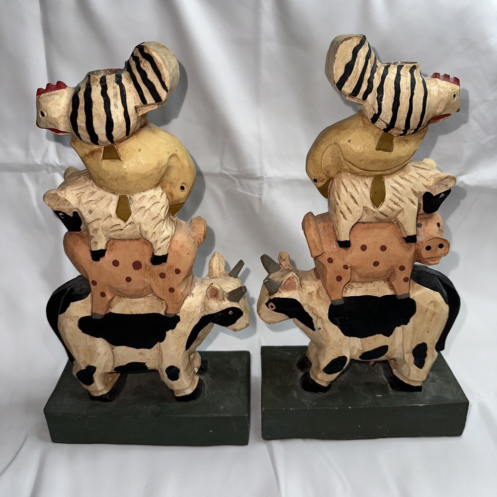 Farm Animals Statue Candle Holder 10"